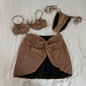 Gold 3pc bikini set